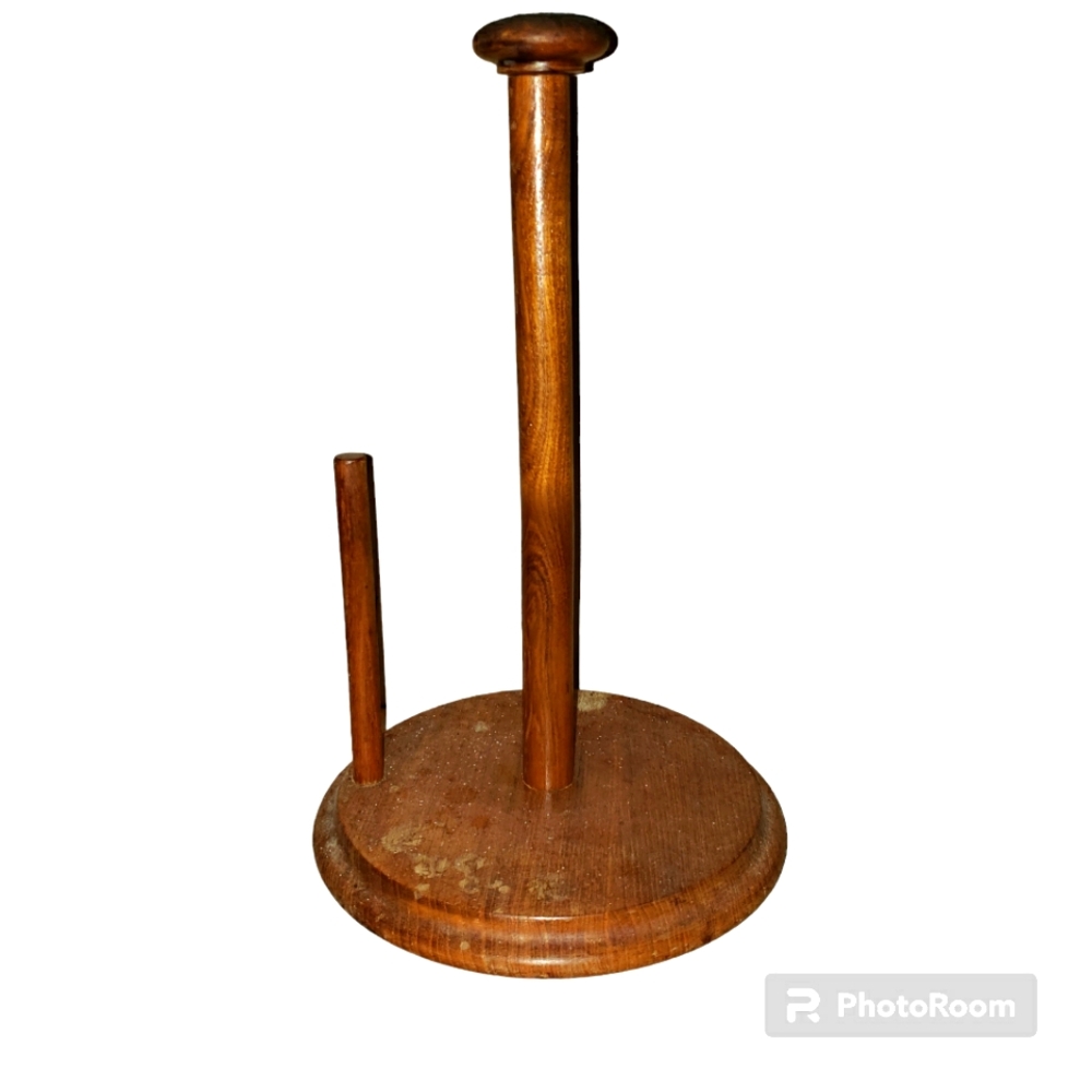 Vintage Goodwood Julie Pomerantz Solid Teak Wood Paper Towel Holder